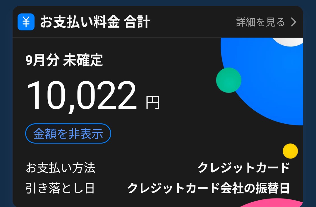 Y!mobile乗り換え直後の請求予定額10,022円の画面